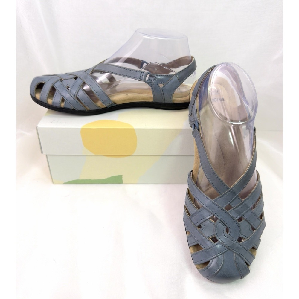 Earth Origins Belle Brielle Sling back Sandals Women 7.5M Moroccan Blue Leather